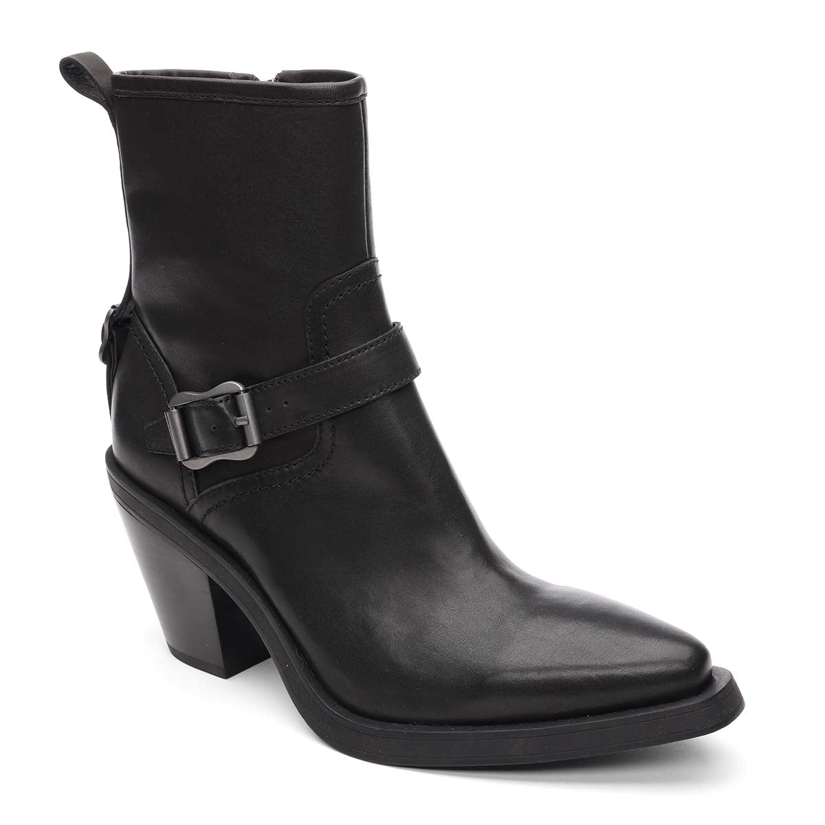 Joy Buckle Western Booties Black Women s Ankle Boots