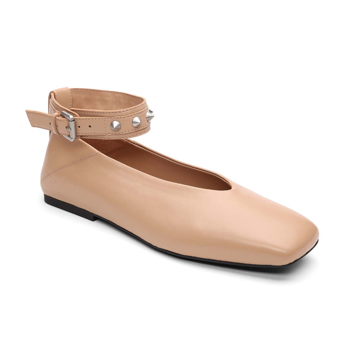 Best Square Toe Ballet with Studded Ankle Strap
