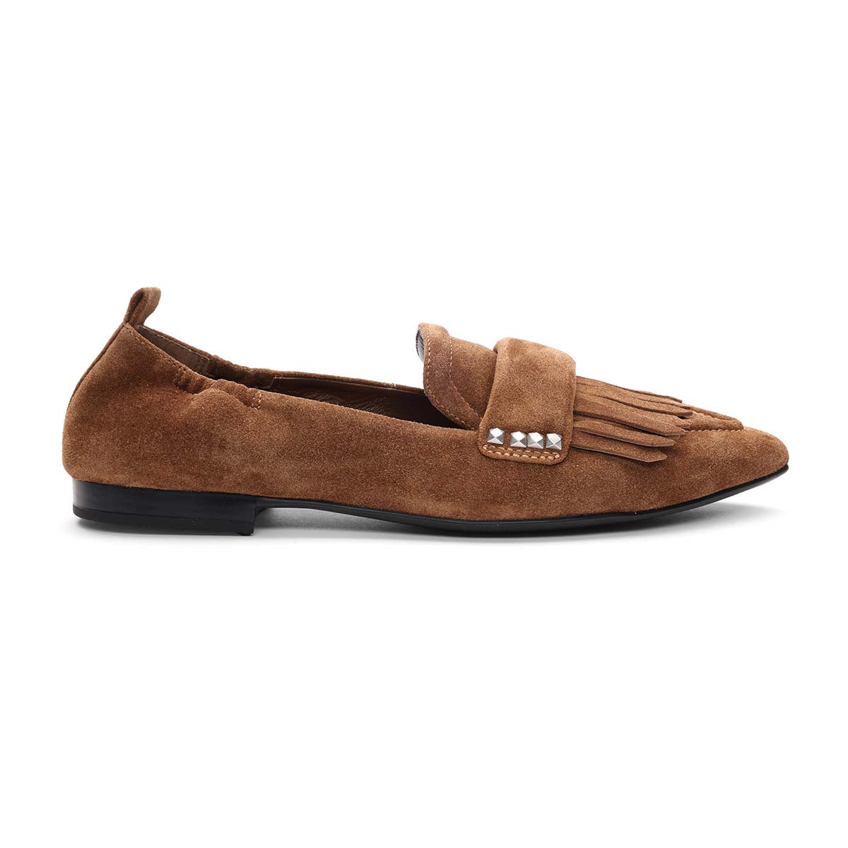 Blitz Brown Suede Ballet Flats - Side - ASH