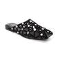 Bone Square Toe Studded Open Weave Flat Mule