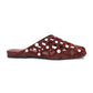 Bone Square Toe Studded Open Weave Flat Mule