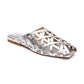 Bone Square Toe Studded Open Weave Flat Mule