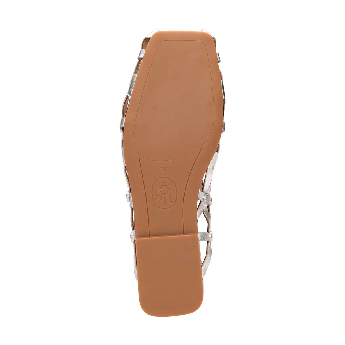 Bone Square Toe Studded Open Weave Flat Mule