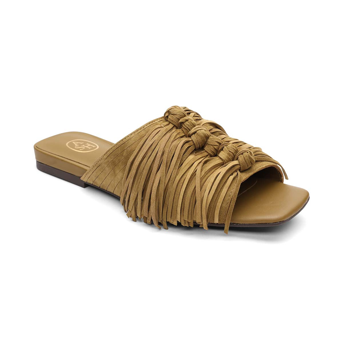 Brigitte Fringe Slide Flat Sandal