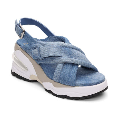Delia Denim Sport Low Wedge Sandal