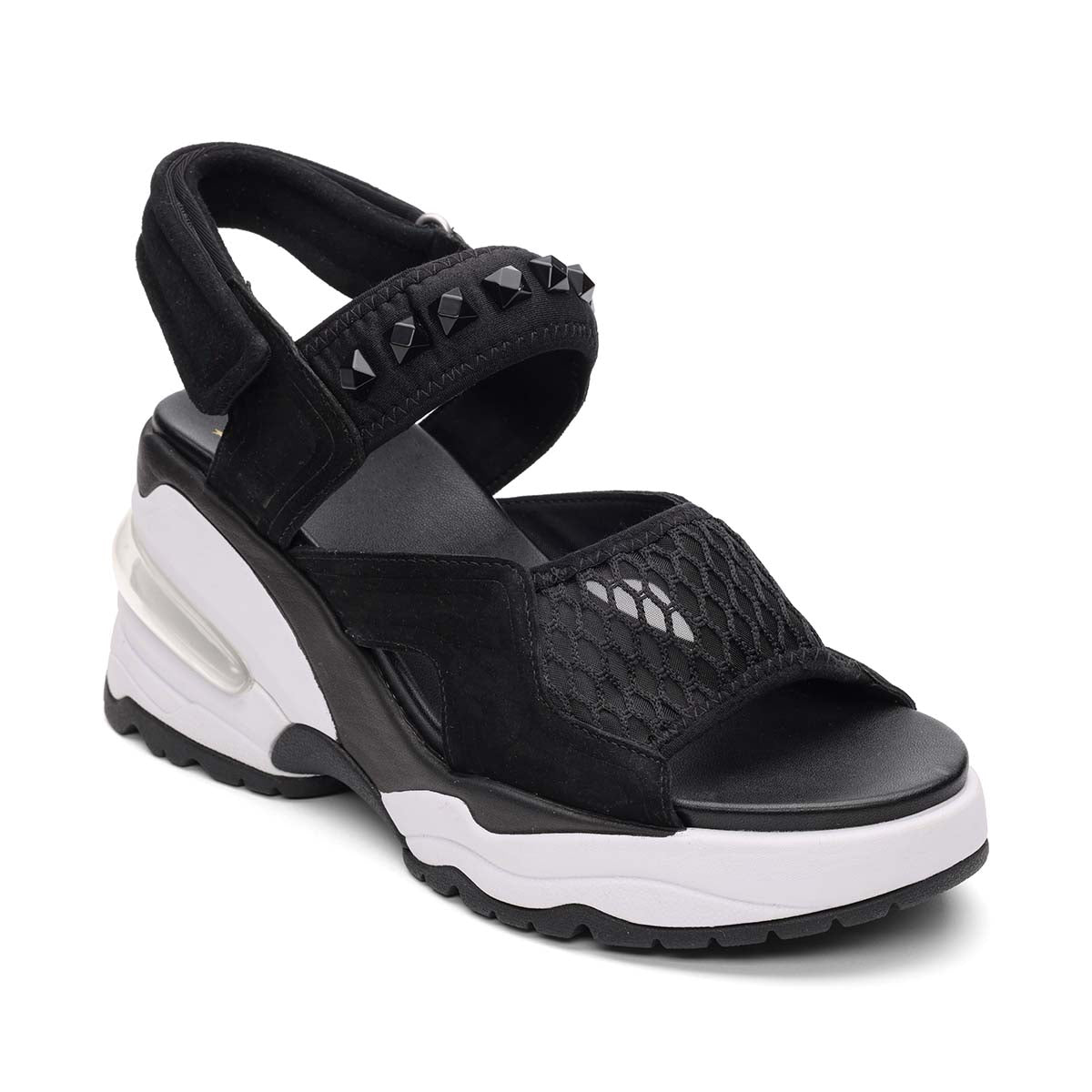 Diva Mesh Studded Sport Low Wedge Sandal
