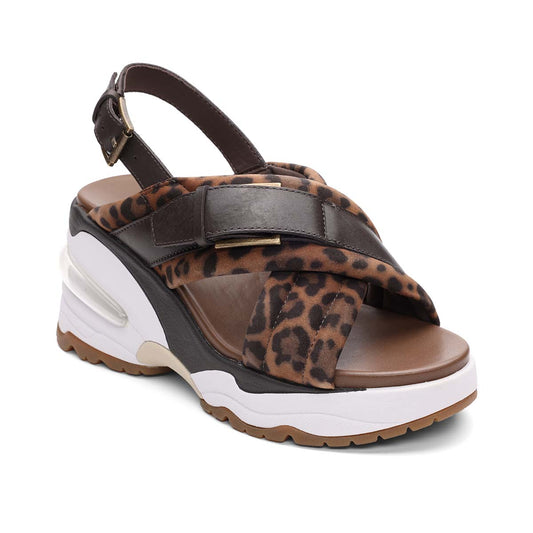 Dixie Bis Animal Print Low Wedge Sandal
