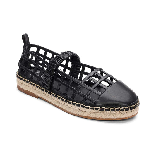 Elly Caged Leather Flatform Espadrille
