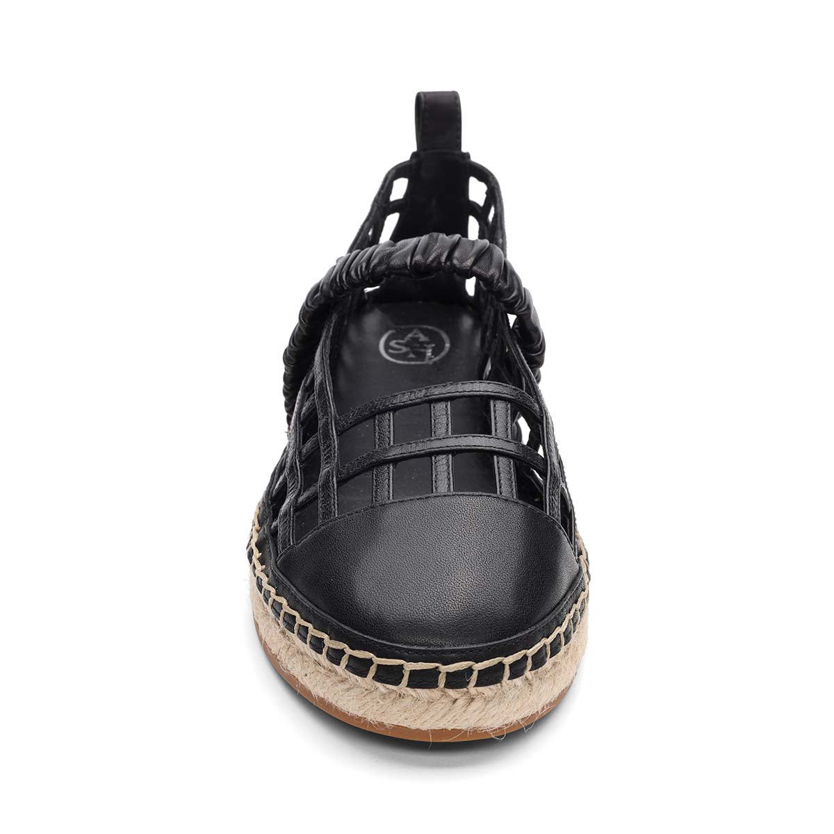 Elly Caged Leather Flatform Espadrille