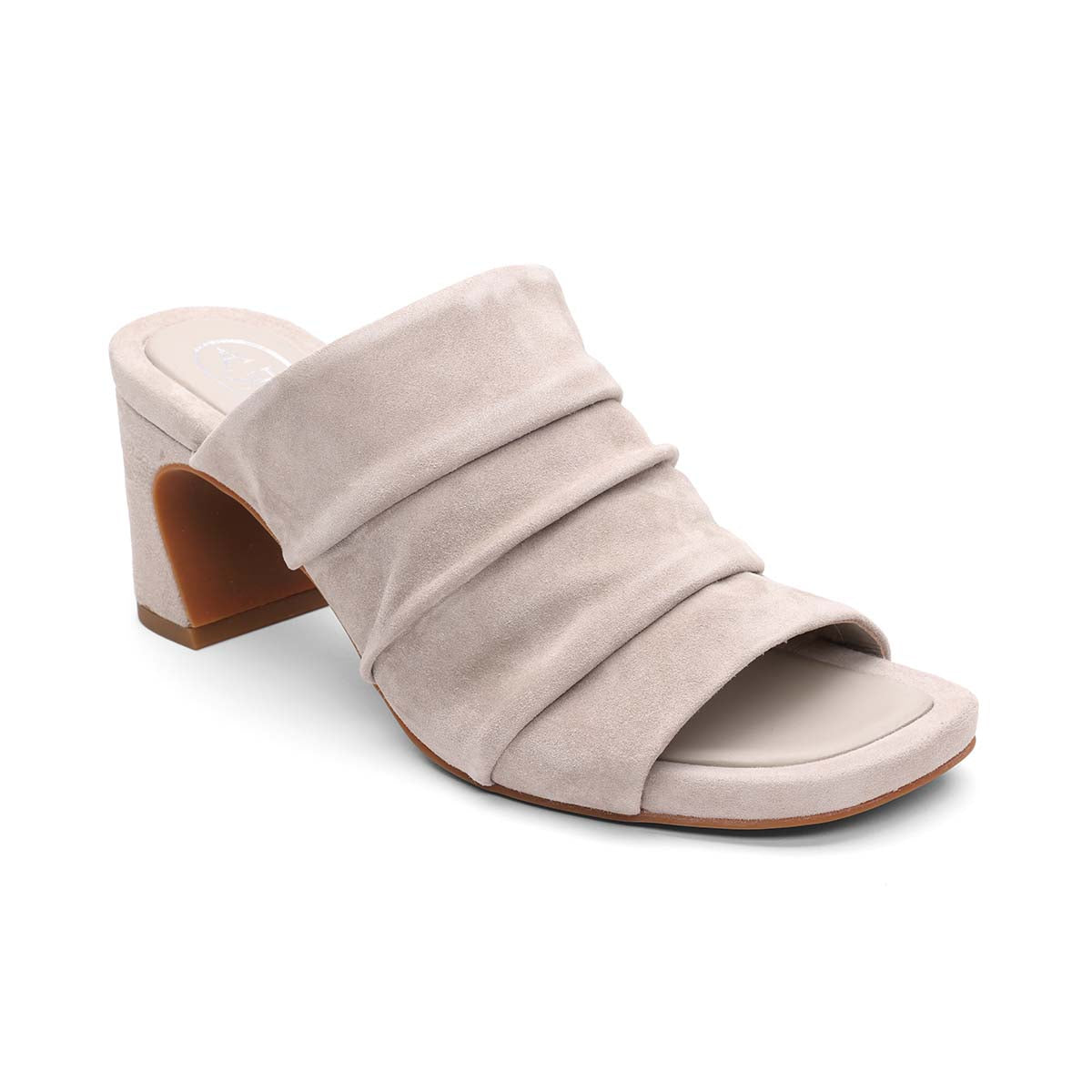 Ash Eva Suede Pleated Block Heel Sandal