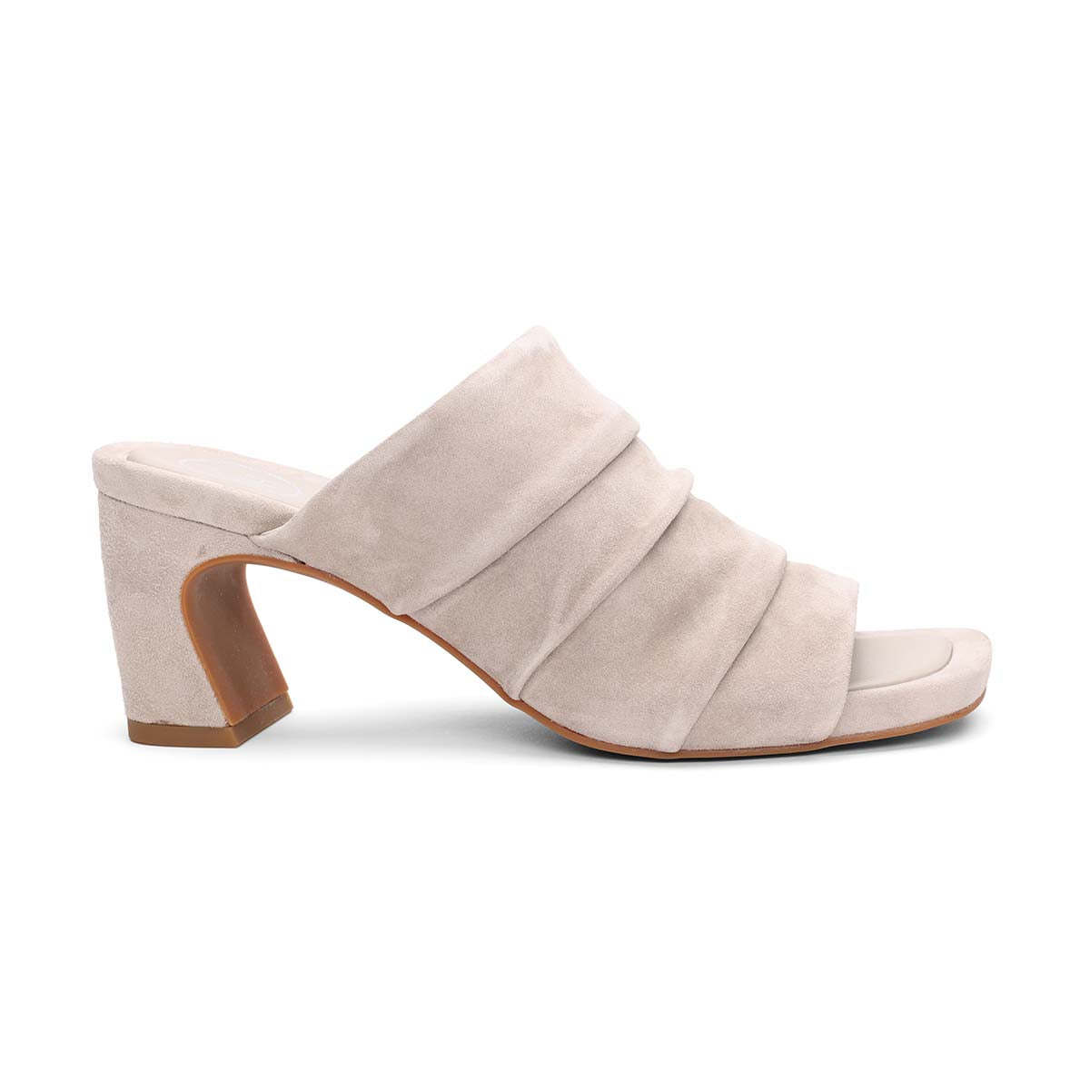 Ash Eva Suede Pleated Block Heel Sandal