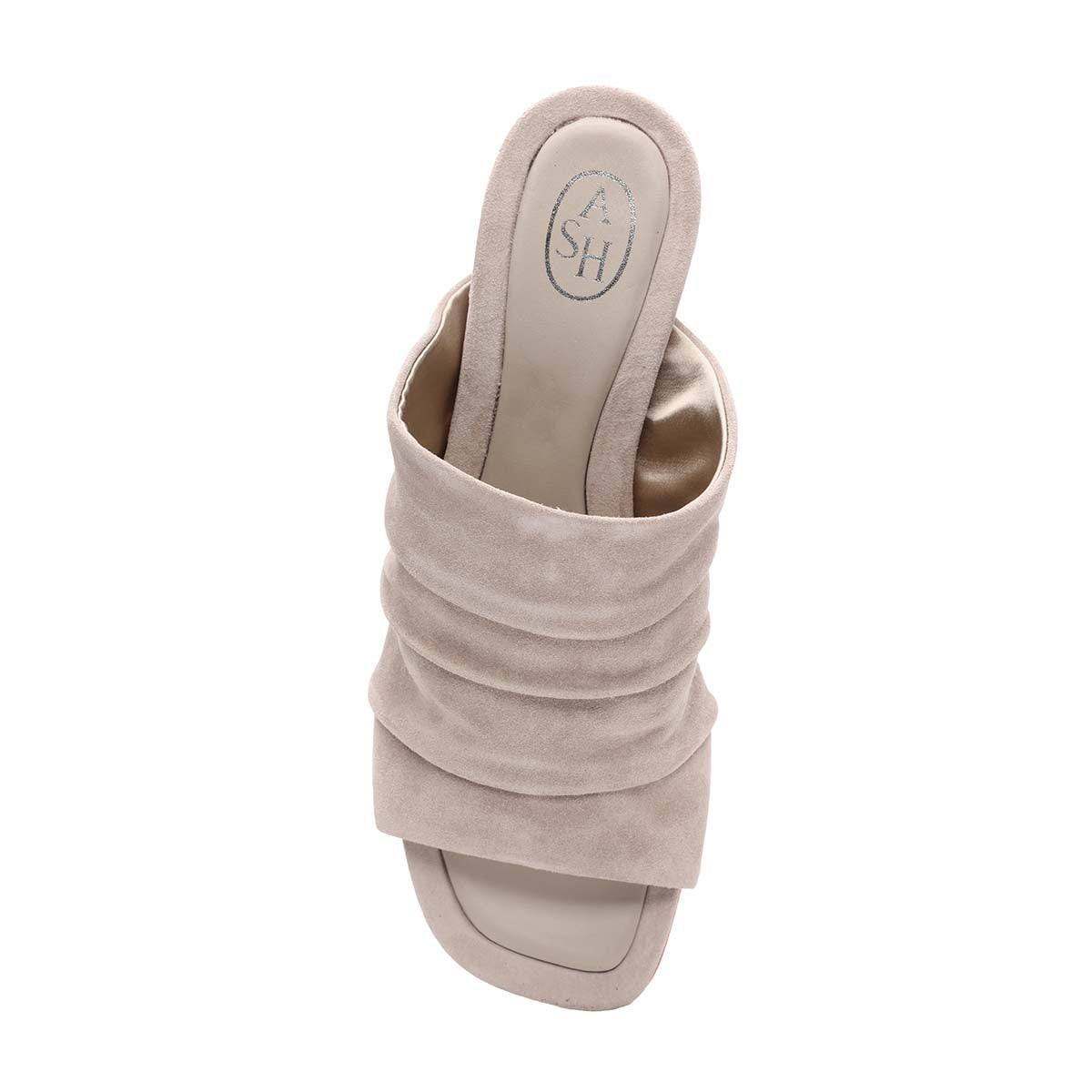 Ash Eva Suede Pleated Block Heel Sandal