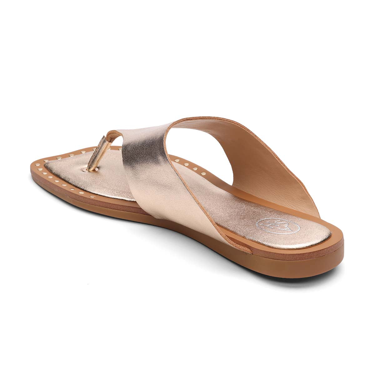 Genius Flat Toe Thong Sandal with Studded Footbed Detail