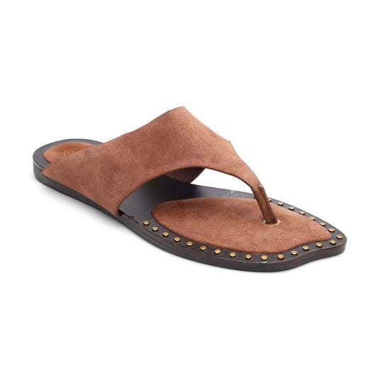Genius Flat Toe Thong Sandal with Studded Footbed Detail