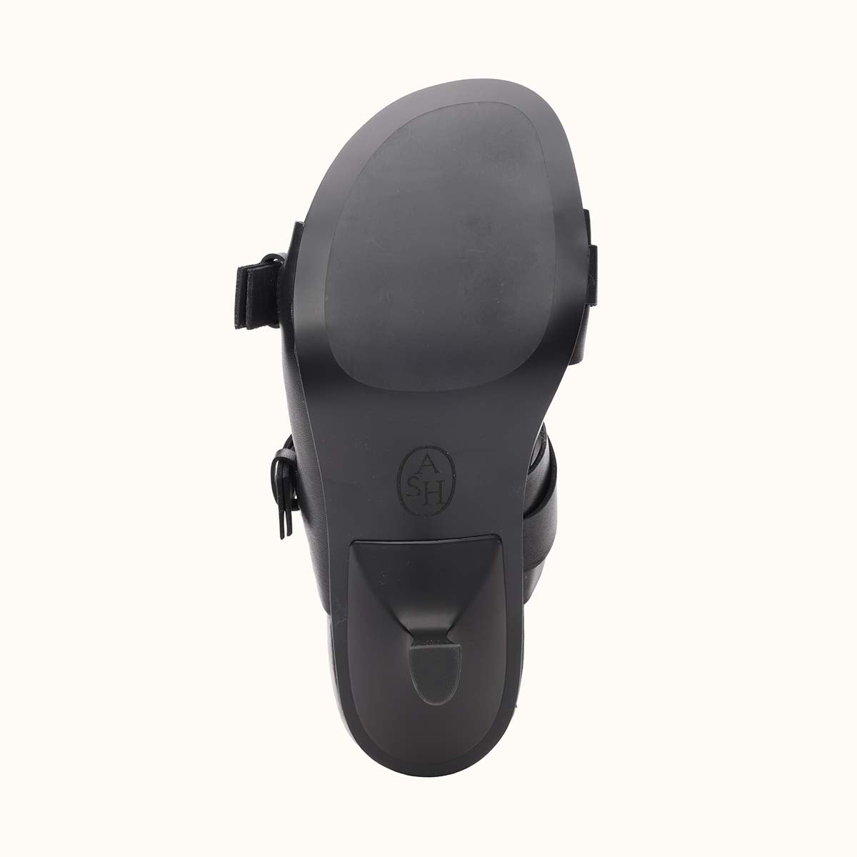 Jakarta Double Buckle Leather Kitten Heel Footbed Sandal