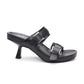 Jakarta Double Buckle Leather Kitten Heel Footbed Sandal