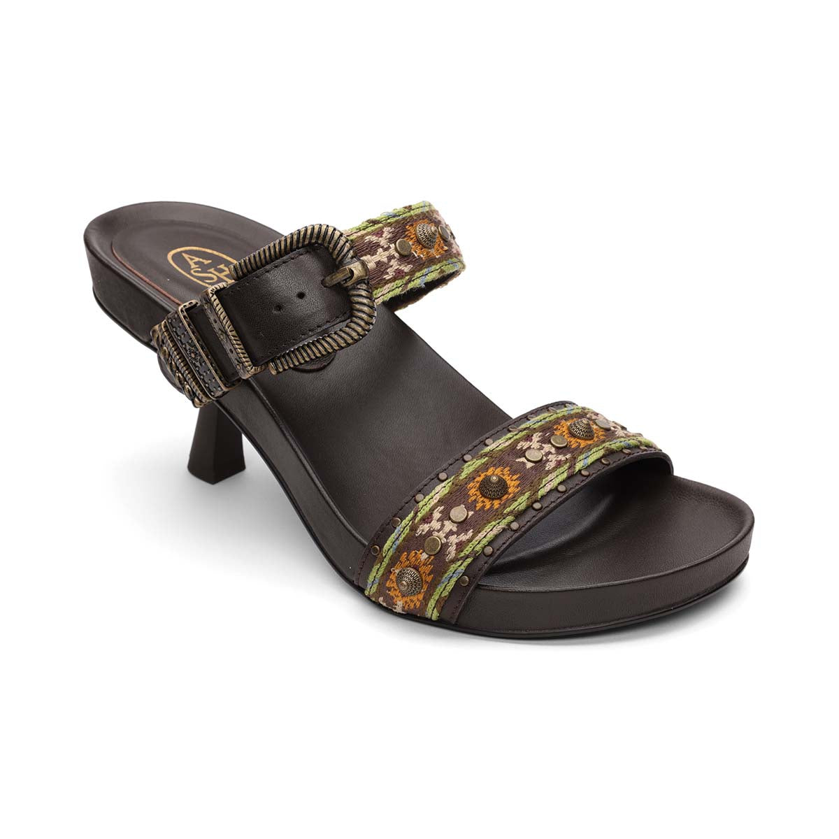 Joey Bis Kitten Heel Footbed Sandal
