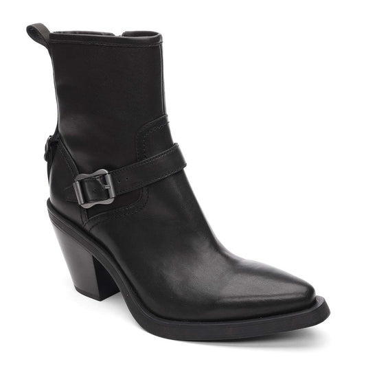 Joy Buckle Western Booties - Black - ASH