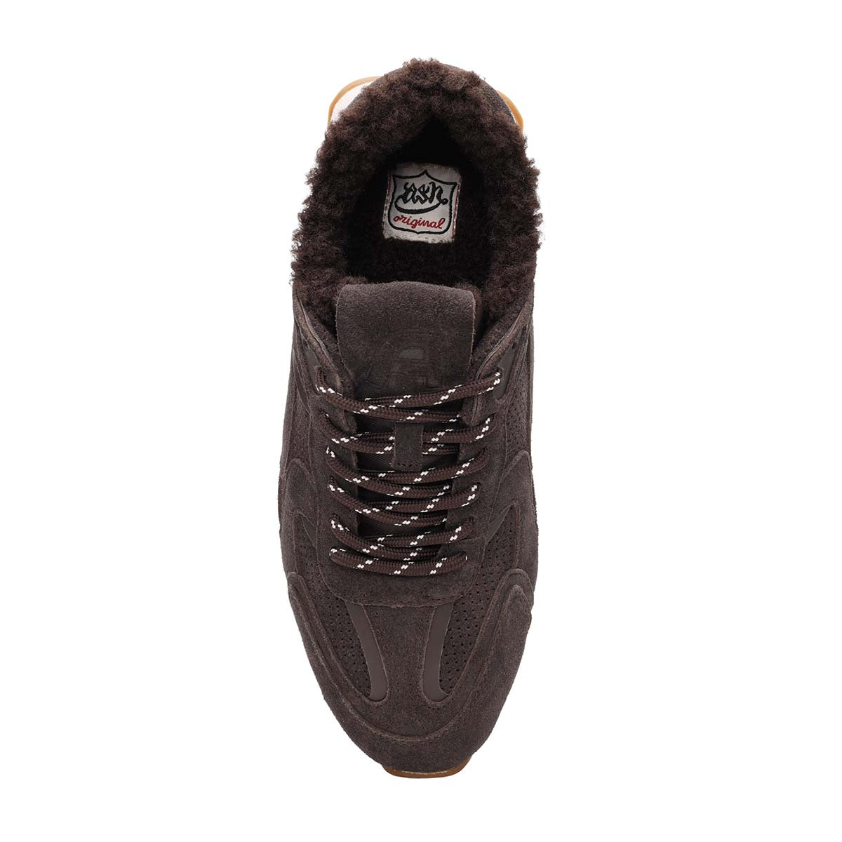 Brown-sneaker-with-fur-lining-on-a-white-background