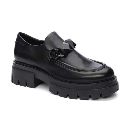 ASH Leroy Loafer - Black Platform Loafers With Chain Detail