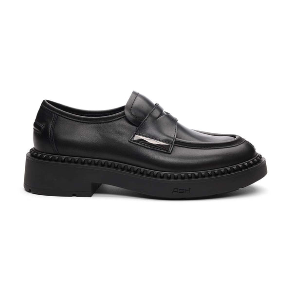 Black Studded Platform Loafers - Women's Loafers