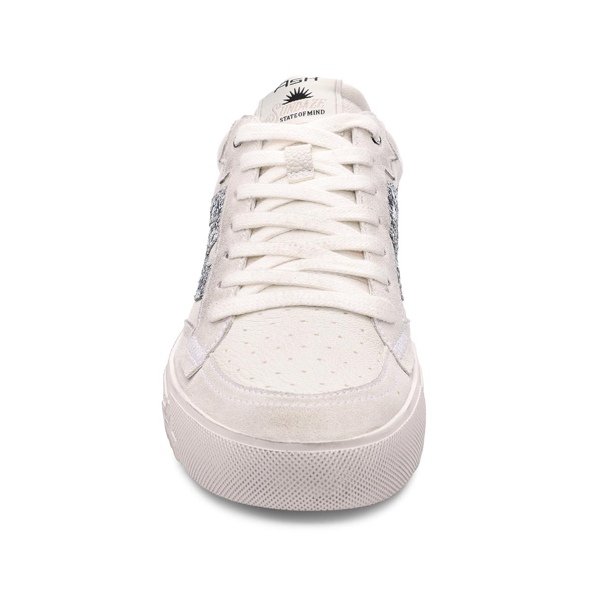 Moonlight Vintage Glitter Sneaker - Off-White/Silver - Front View - ASH