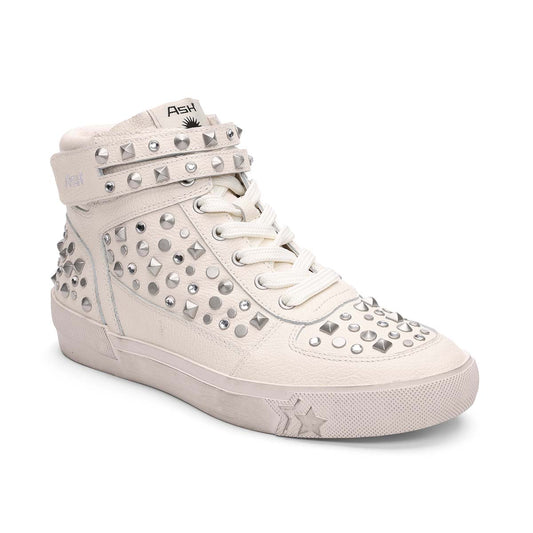 Myriad Studded High Top Sneakers - White - ASH
