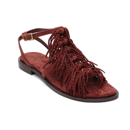 Panic Tstrap Studded Fringe Flat Sandal