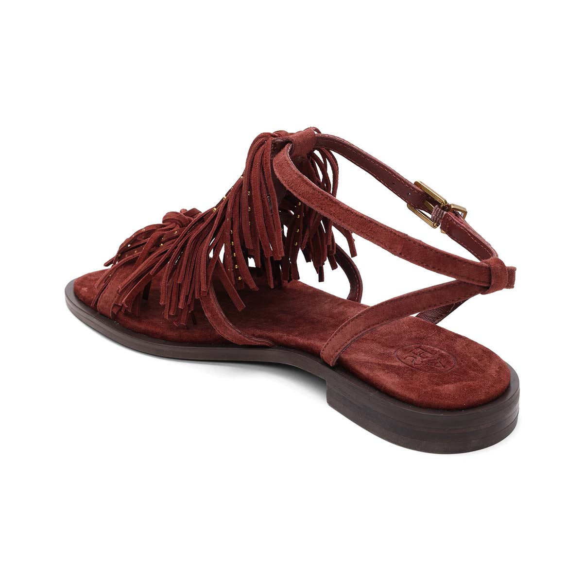 Panic Tstrap Studded Fringe Flat Sandal