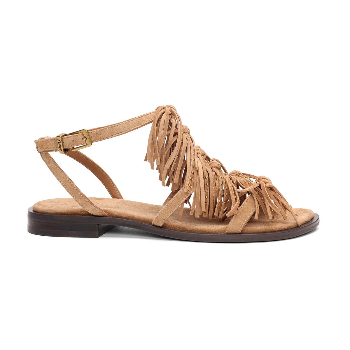 Panic Tstrap Studded Fringe Flat Sandal