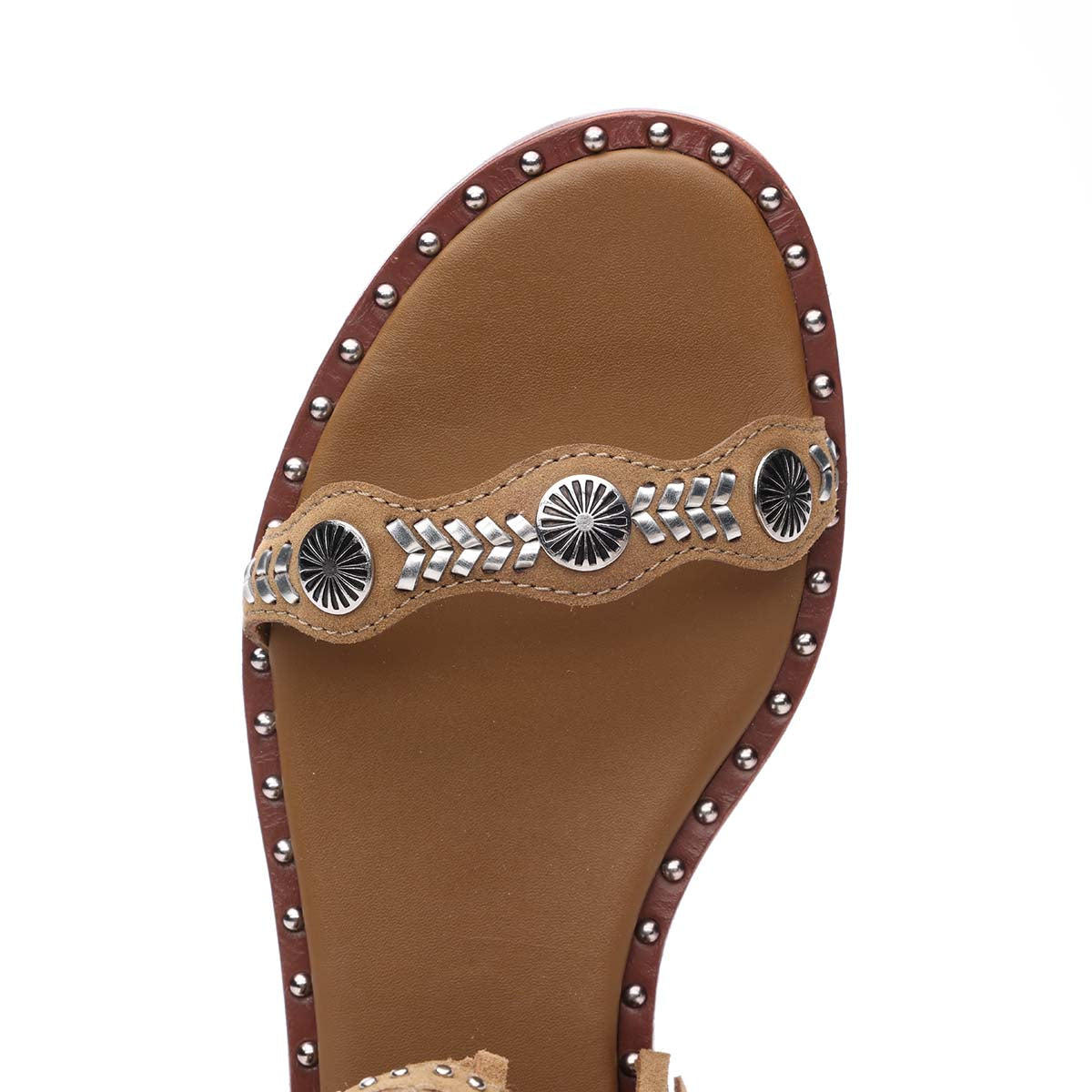 Paquito Embellished Fringe Sandals - Brown - ASH - Top View