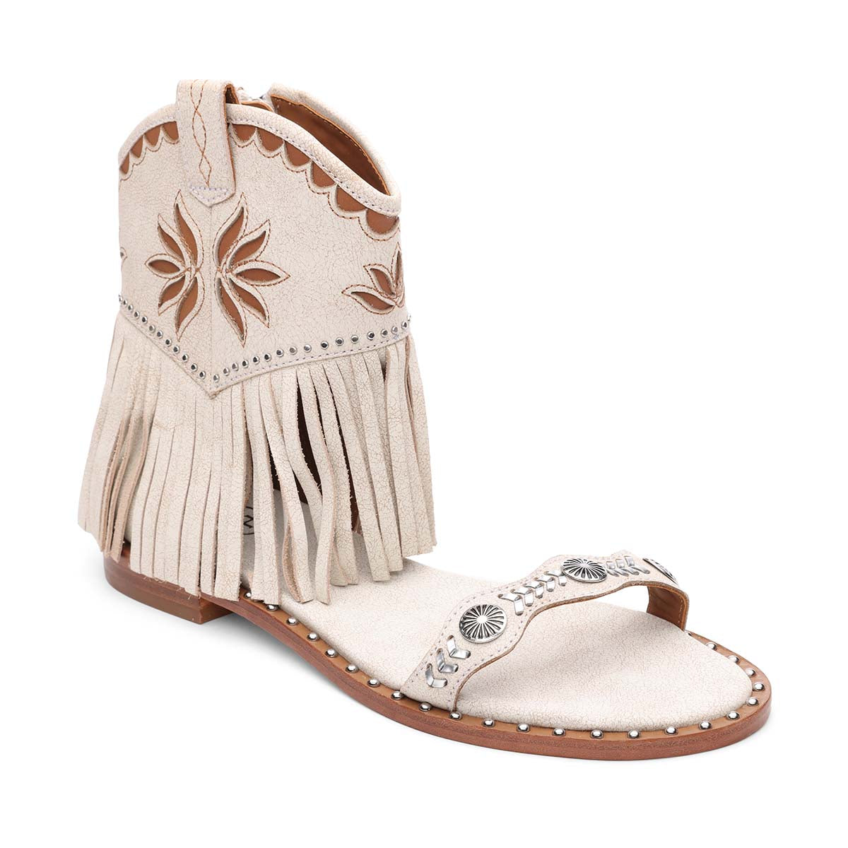 Paquito Embellished Fringe Sandals - Beige - ASH