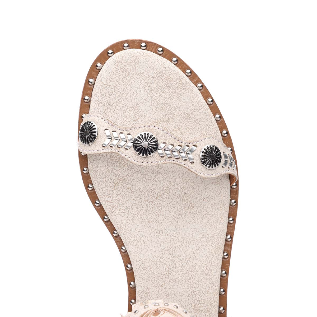 Paquito Embellished Fringe Sandals - Beige - ASH - Top View