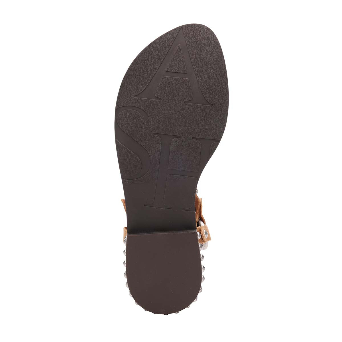 Pebble Suede Studded T-Strap Flat Sandal