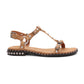 Pebble Suede Studded T-Strap Flat Sandal