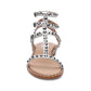 Play Studded Metallic Silver Flat Sandals - Front - ASH