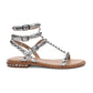 Play Studded Metallic Silver Flat Sandals - Side - ASH