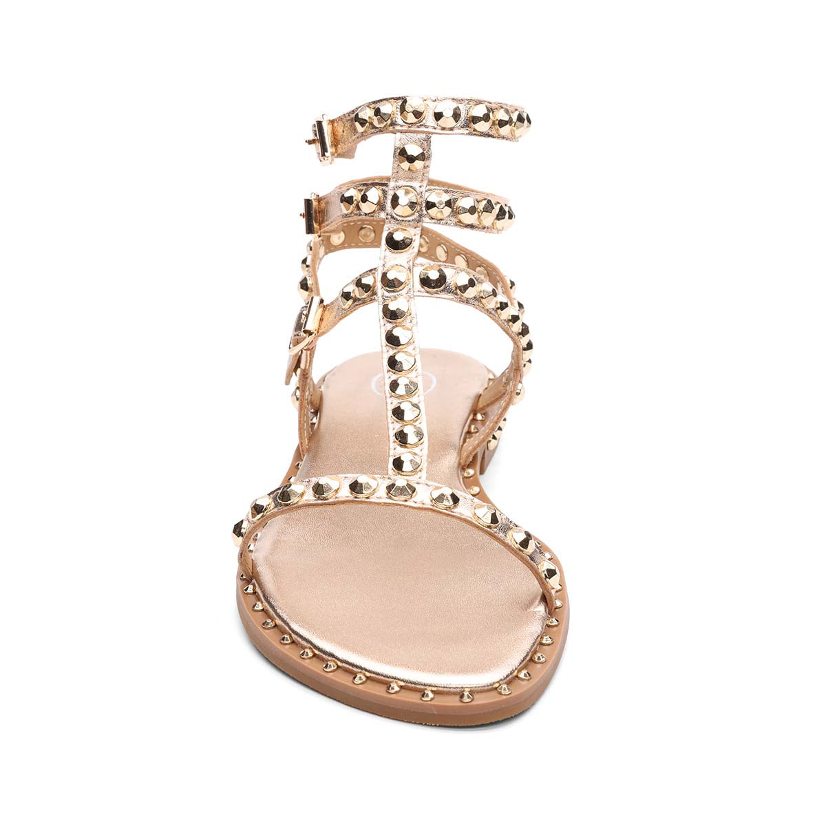 Play 2 Metallic Leather Gladiator Studded Flat Sandal