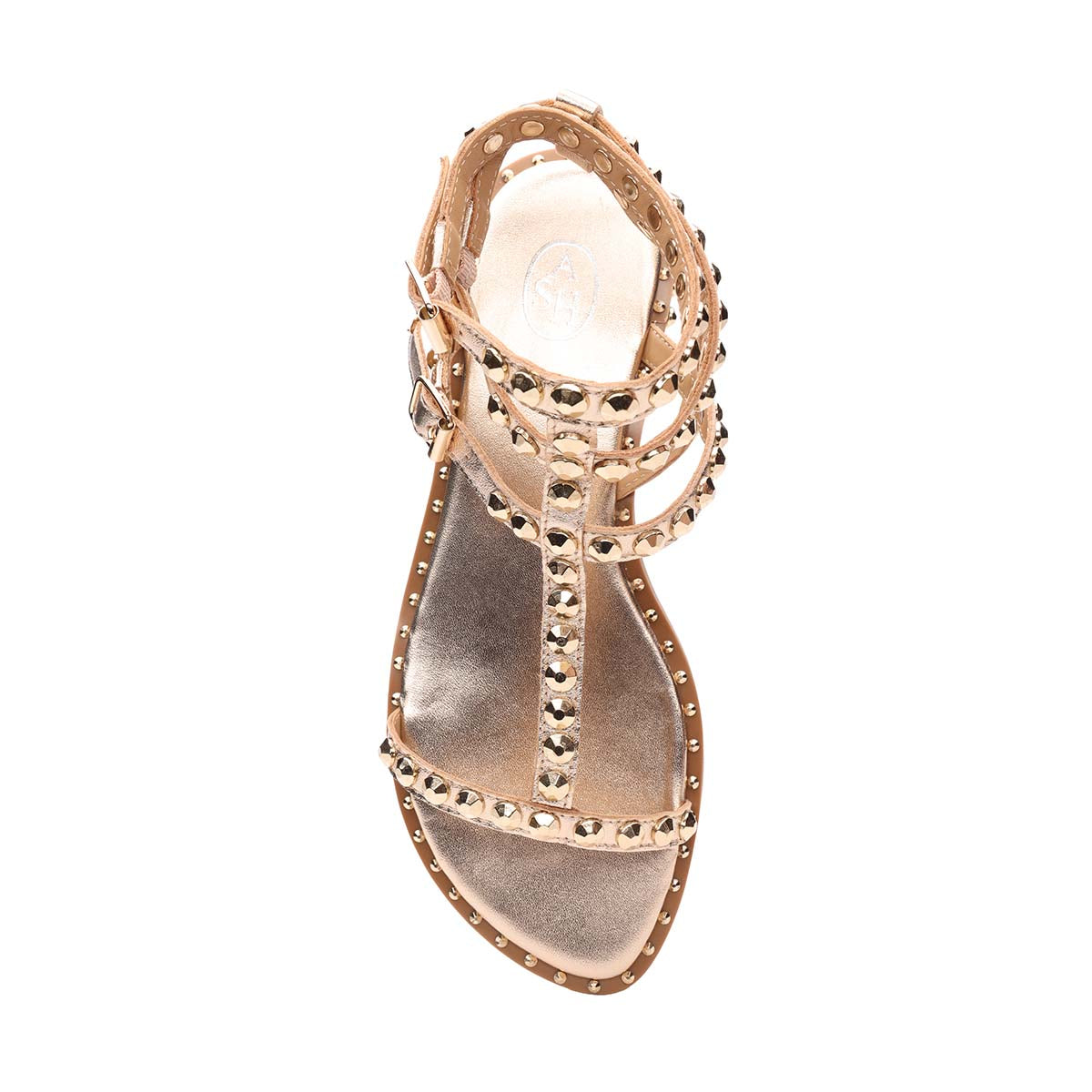 Play 2 Metallic Leather Gladiator Studded Flat Sandal