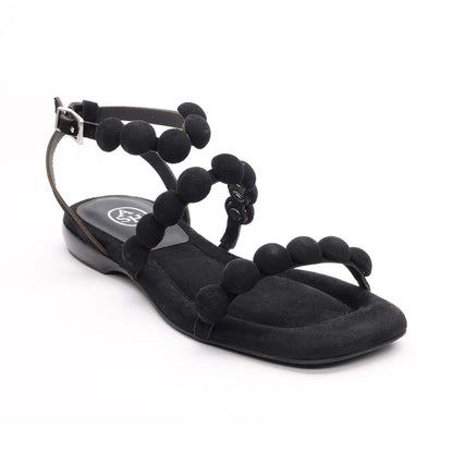 Regy Bis Suede Ball Embellished Flat Sandal