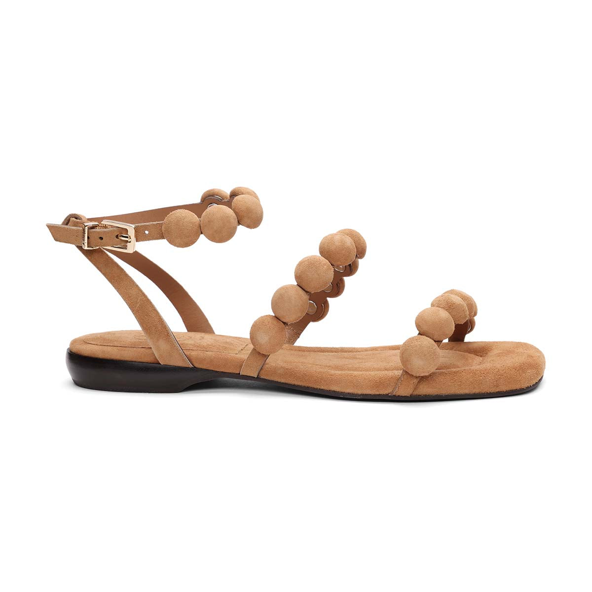 Regy Bis Suede Ball Embellished Flat Sandal