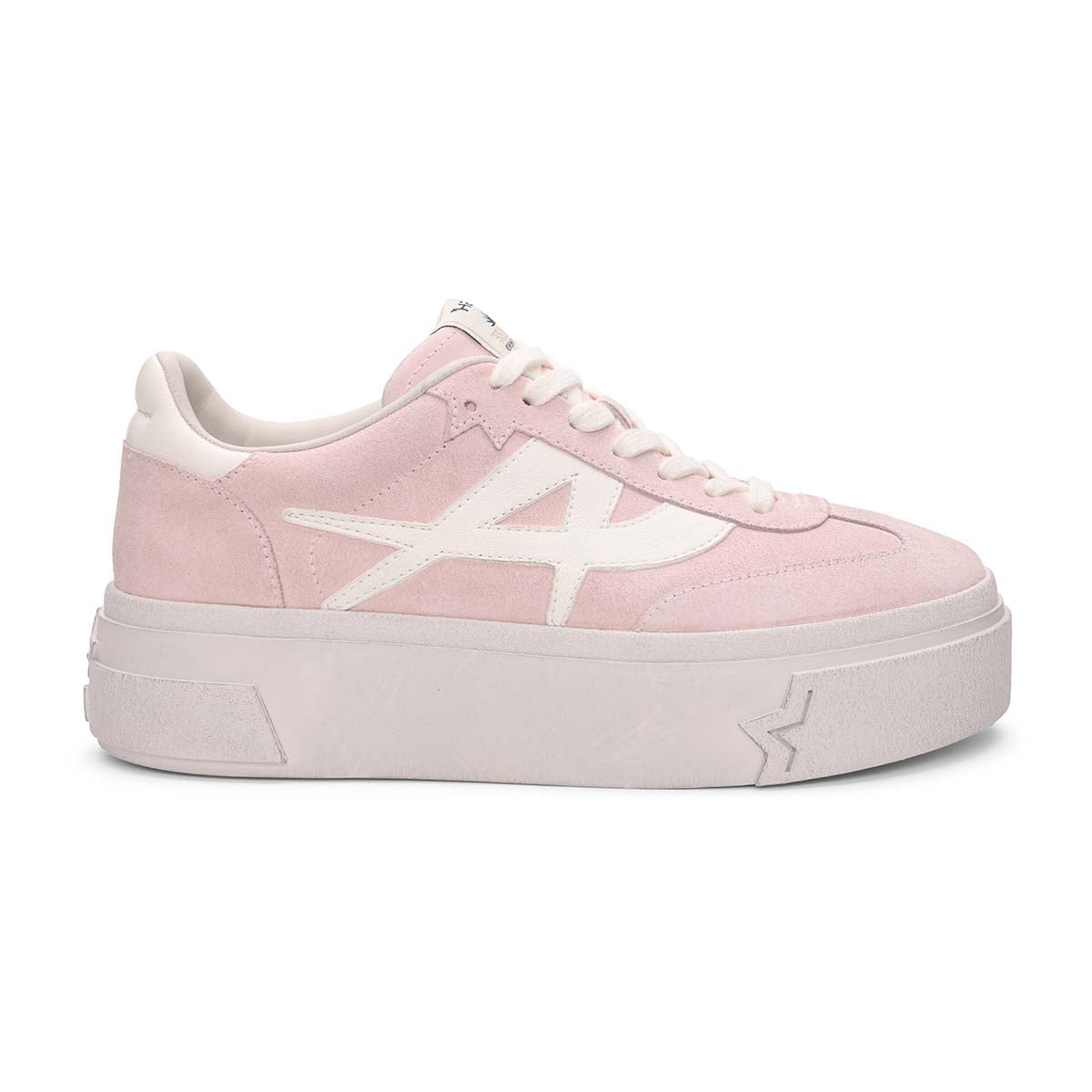 Starmoon Suede Platform Sneakers - Pink/White - Side View - ASH