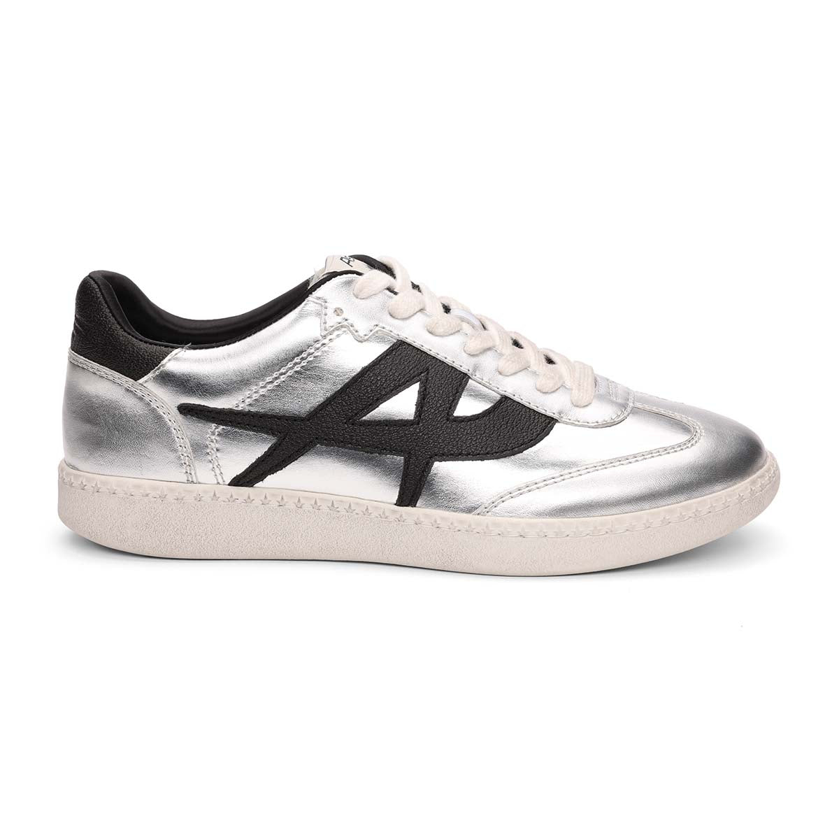 Sunset Vintage Metallic Sneakers - Silver/Black - Side