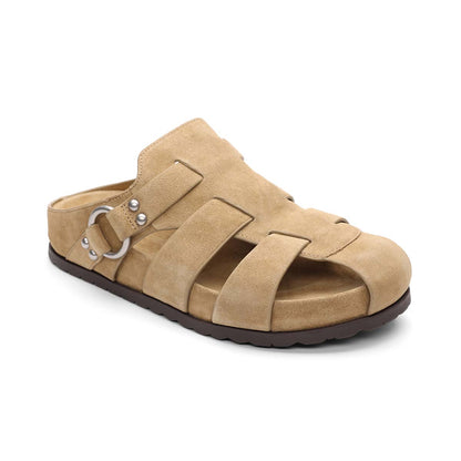 Terry Leather Fisherman Footbed Sandal - Ash 
