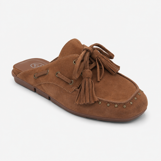 Bavaria Studs Suede Studded-Tassel Suede Mule