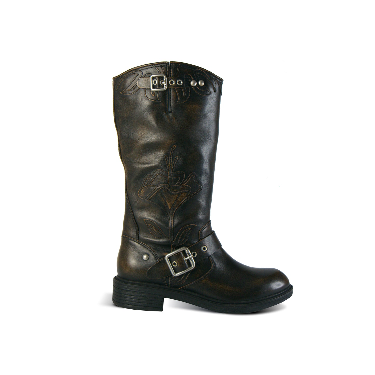 Flax Embroidered Moto Boot