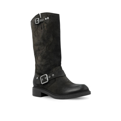 Freesia Tall Leather Moto Bootie