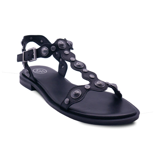 Phanny Leather Studded T-Strap Sandal